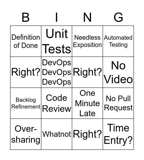 Automation Bingo Card