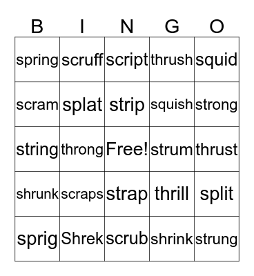 Triple Blend Bingo Card