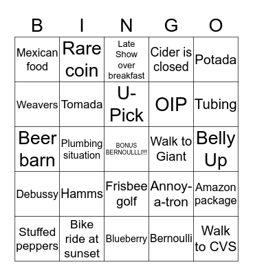 Lewisburg Bingo Xmas 2019 Bingo Card