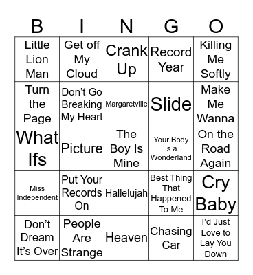 Music Bingo 36-2 Bingo Card