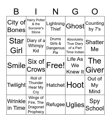 Book Cover Bingo Card
