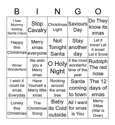 XMAS 'Bonkers' BINGO Card