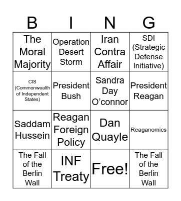 Republican Bingo Card