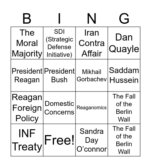 Republican Bingo Card