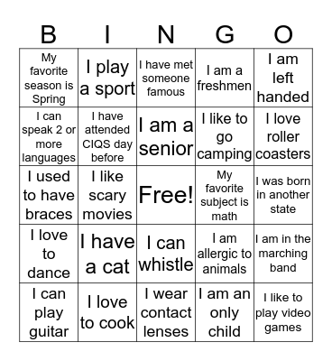 CIQS DAY Bingo Card