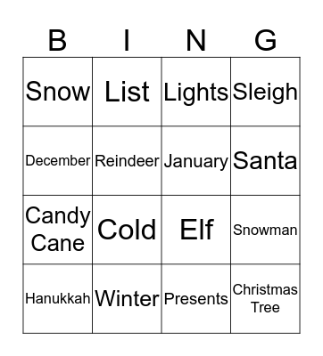 Winter Bingo Card