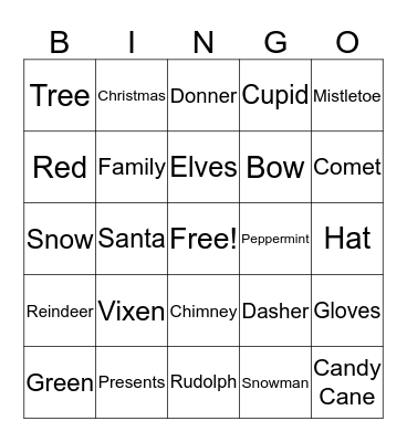 Dr. Mannell's Class Holiday Bingo Card