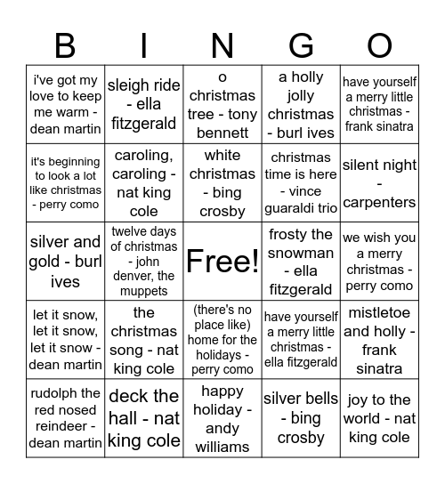 christmas classics Bingo Card