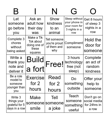 Turnbull's Winter Break Bingo  Bingo Card