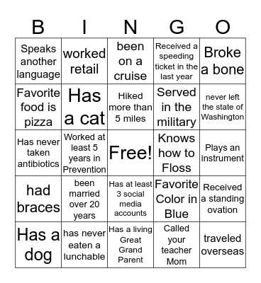 Find Someone who  Bingo Card