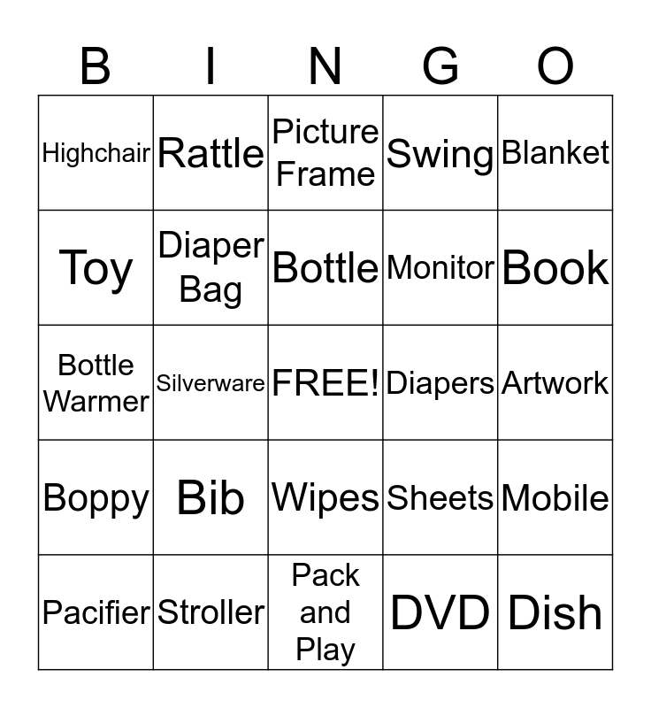 Chase and Rider's Shower Bingo Card
