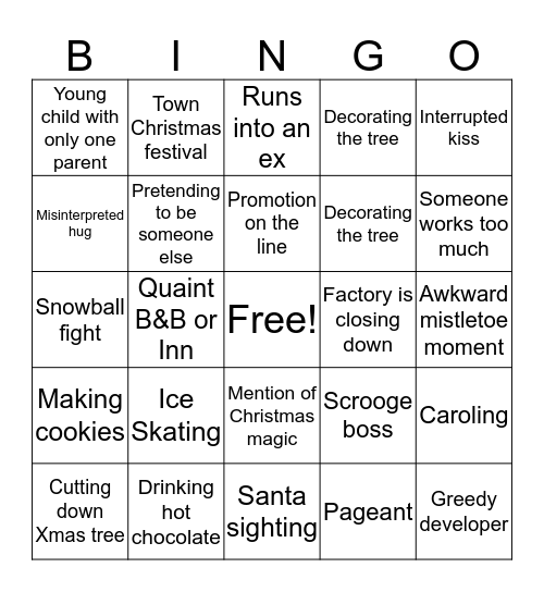 Hallmark Christmas Movie Bingo Card