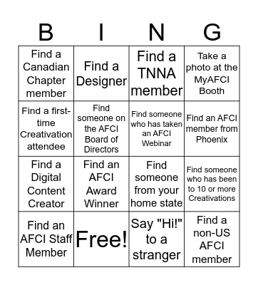 Creativation Bingo Card