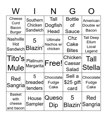B-DUBS Bingo Card
