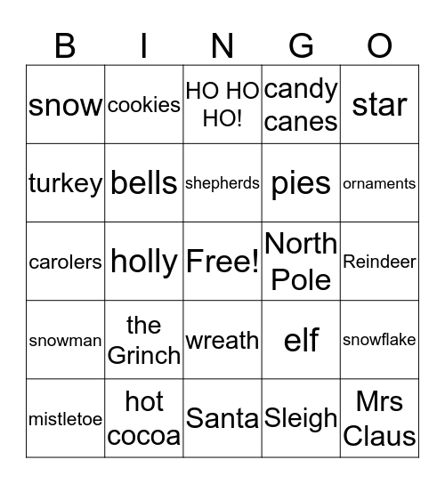 Christmas Bingo Card