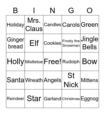 Christmas Bingo Card