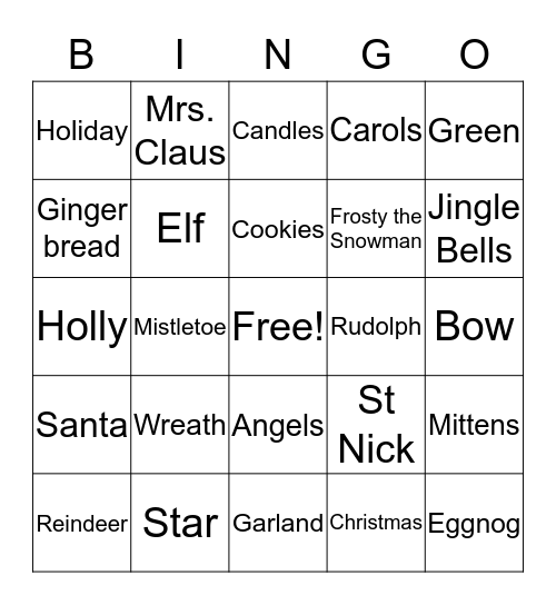 Christmas Bingo Card