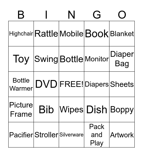 Chase and Rider's Shower Bingo Card