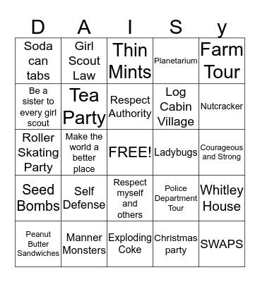 Girl Scout Bingo  Bingo Card