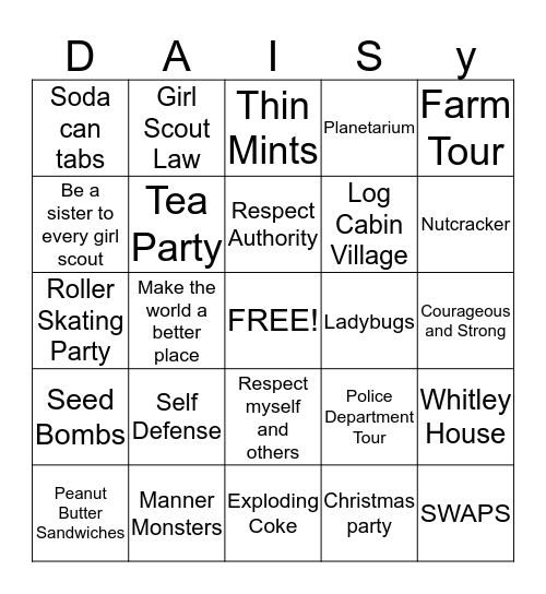 Girl Scout Bingo  Bingo Card