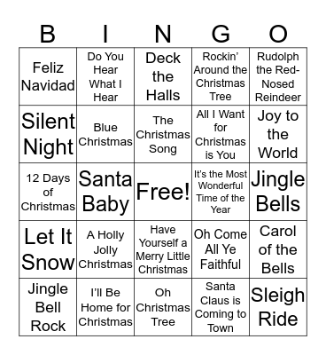 Christmas Song Bingo! Bingo Card