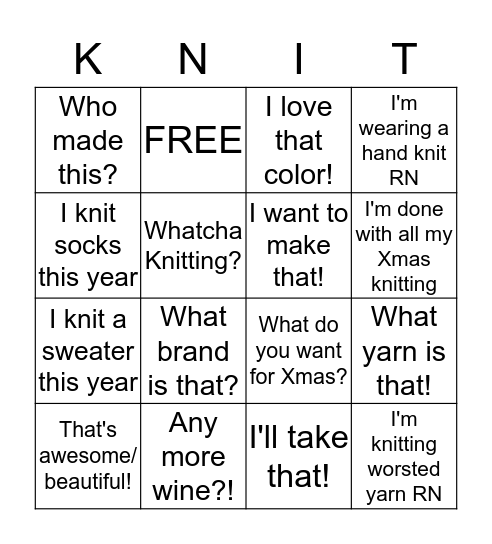 Knit Bingo Card