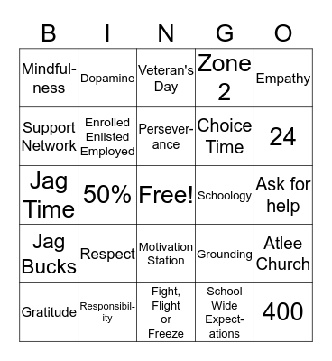 Georgetown Holiday Bingo Card