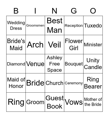 Wedding Day  Bingo Card