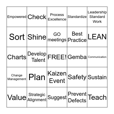 Lean Bingo Card