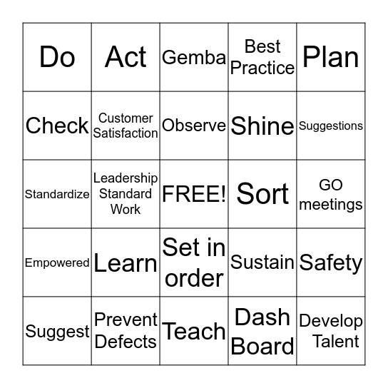 Lean Bingo Card