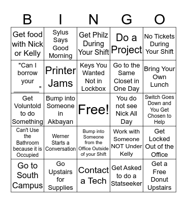 Office Bingo Round 1 Bingo Card