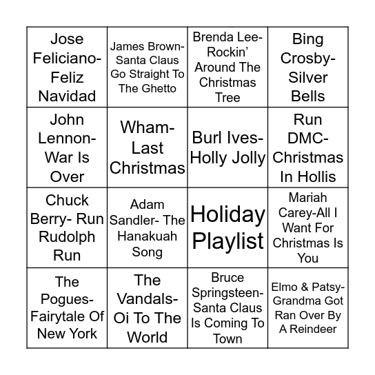 Total-Quiz.com Presents Radio Bingo: Holiday Music Coverall Edition Bingo Card