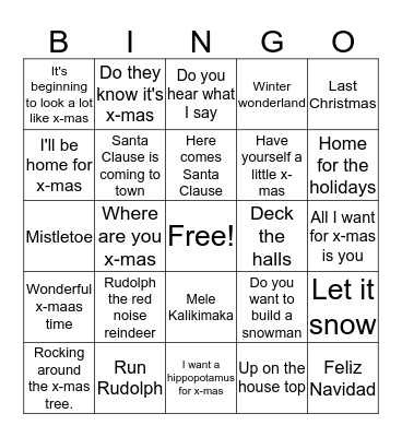 Christmas Bingo Card