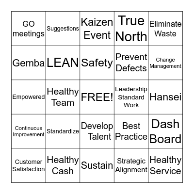 Lean Bingo Card