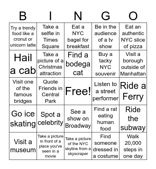 Big Apple Bingo Card