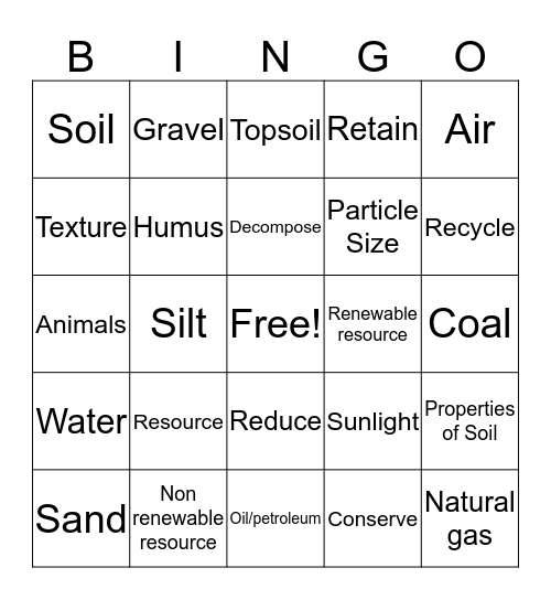 Resources/Soil bingo Card