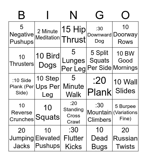 Eric's Bingo! Bingo Card