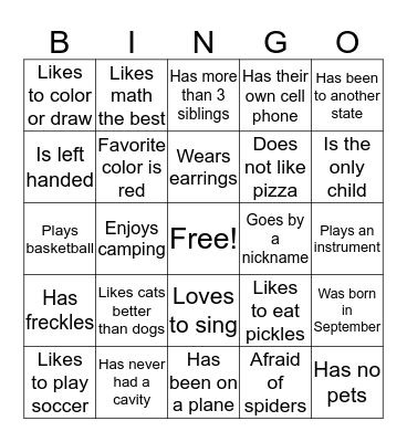 Ice Breaker Bingo Card