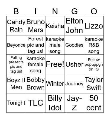 JINGLE BAR KARAOKE Bingo Card