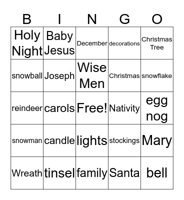 Christmas Bingo! Bingo Card