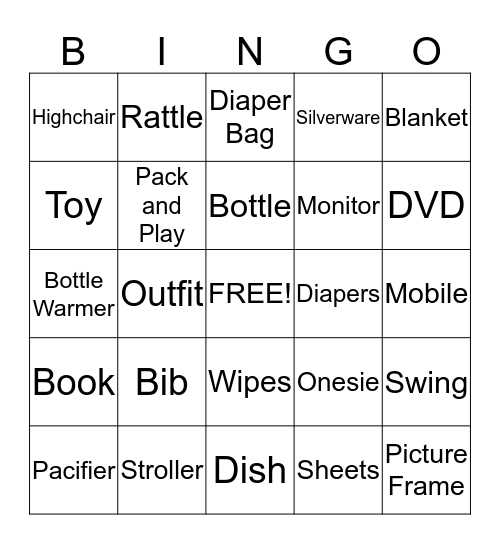 Chase and Rider's Shower Bingo Card