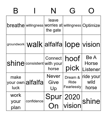 HorseGirl.me Bingo  Bingo Card