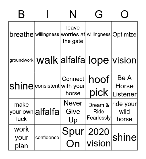 HorseGirl.me Bingo  Bingo Card