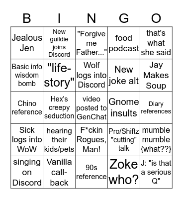DC Discord Bingo Card