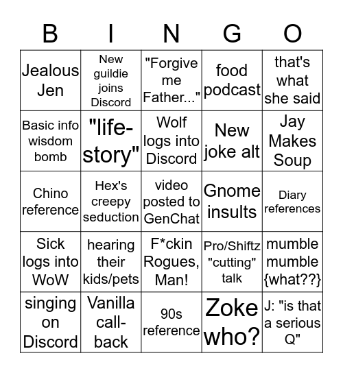 DC Discord Bingo Card