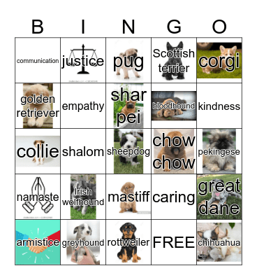 Ms. Astor's Peace and Puppies Bingo 2019 Bingo Card