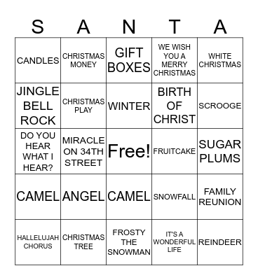 MERRY CHRISTMAS Bingo Card