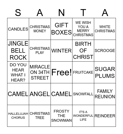 MERRY CHRISTMAS Bingo Card