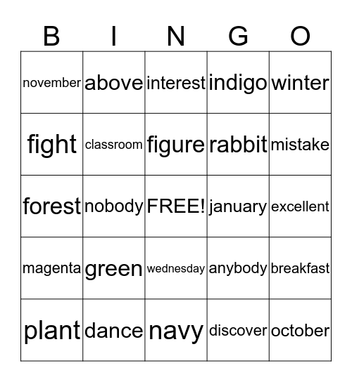 Untitled Bingo Card