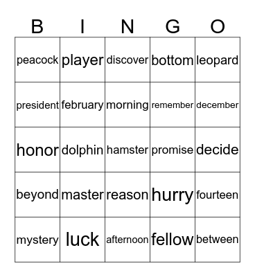 Bingo Card